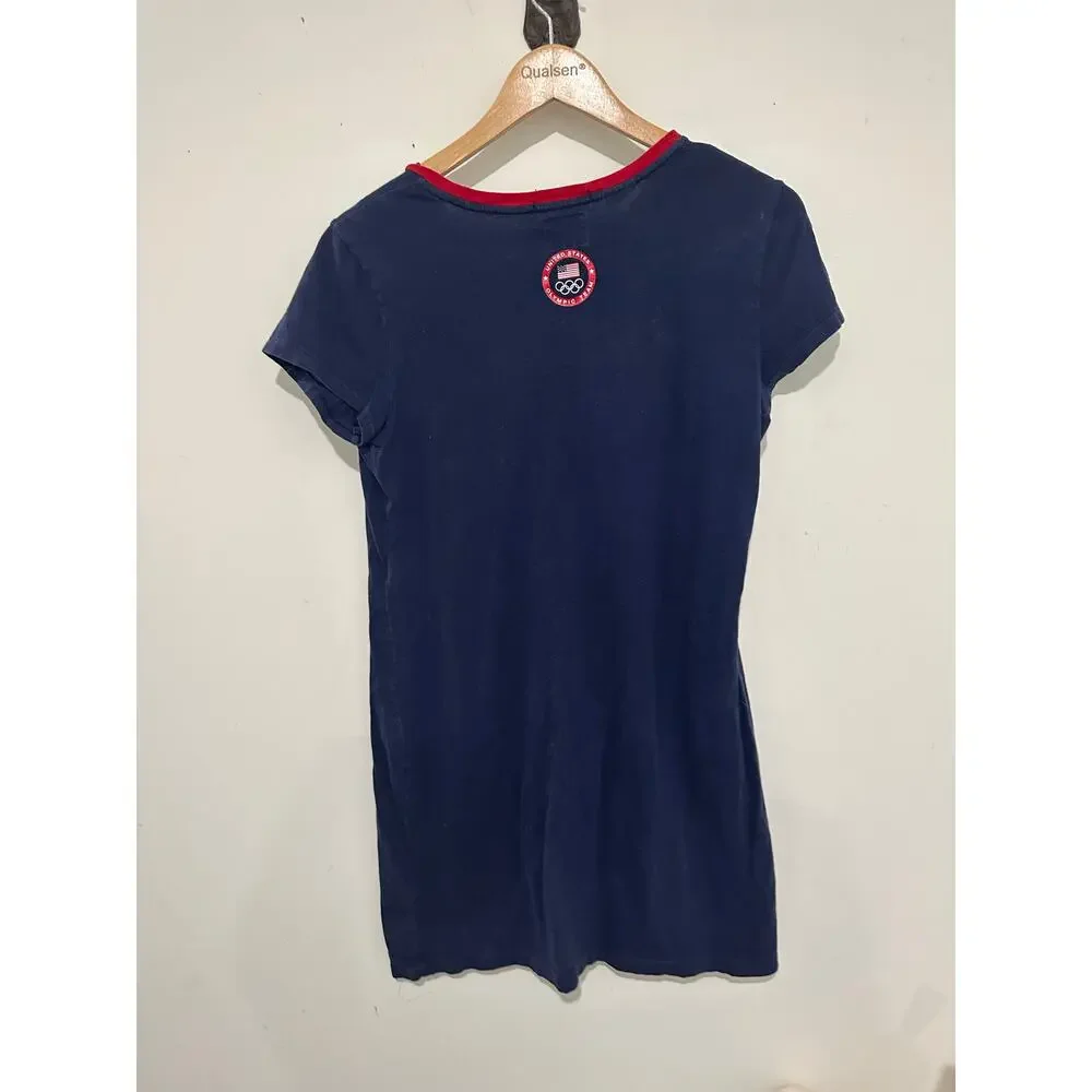Lauren Ralph Lauren Crewneck Short Sleeve London Tee Shirt Dress Navy Red Size M - Picture 6 of 7